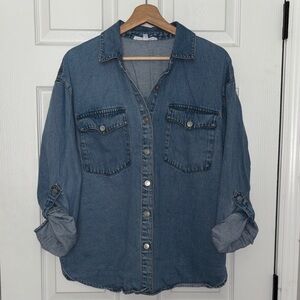 Jane + Delancey Classic Button-Up Denim Shirt Jacket - L